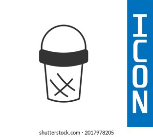 Grey Ice cream in waffle cone icon isolated on white background. Sweet symbol.  Vector