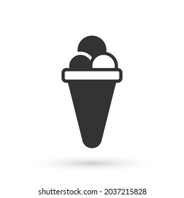 Grey Ice cream in waffle cone icon isolated on white background. Sweet symbol.  Vector