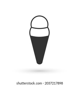 Grey Ice cream in waffle cone icon isolated on white background. Sweet symbol.  Vector