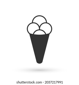Grey Ice cream in waffle cone icon isolated on white background. Sweet symbol.  Vector