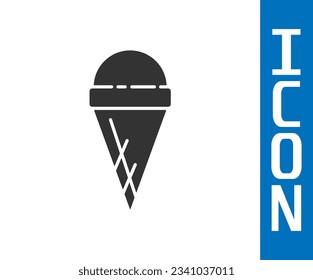 Grey Ice cream in waffle cone icon isolated on white background. Sweet symbol.  Vector Illustration