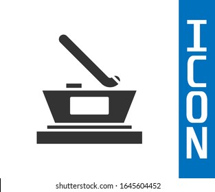 Grey Ice hockey cup champion icon isolated on white background. Hockey trophy.  Vector Illustration