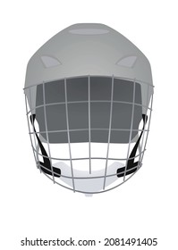 Grey Ice Hockey Helmet. Vector