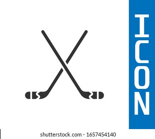 Grey Ice hockey sticks icon isolated on white background.  Vector Illustration