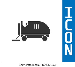 Grey Ice resurfacer icon isolated on white background. Ice resurfacing machine on rink. Cleaner for ice rink and stadium.  Vector Illustration