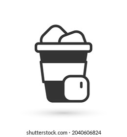 Grey Iced coffee icon isolated on white background.  Vector