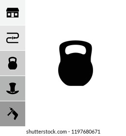 Grey icon. collection of 6 grey filled icons such as hat, kettle bell, pipe, nail gun. editable grey icons for web and mobile.