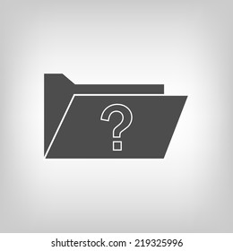 Grey icon of computer folder with quiestion mark. Information storage