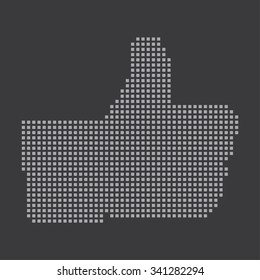 A Grey Icon Isolated on a Grey Background - Thumb Up