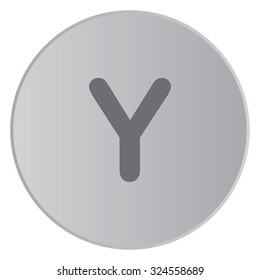 A Grey Icon Isolated on a Button with Grey Background - Y