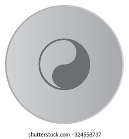 A Grey Icon Isolated on a Button with Grey Background - Yin Yang