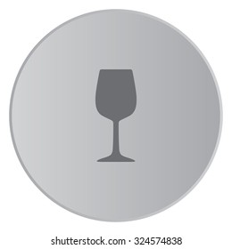 A Grey Icon Isolated on a Button with Grey Background - Wine Glass