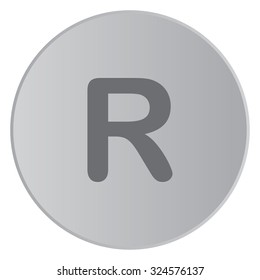 A Grey Icon Isolated on a Button with Grey Background - R