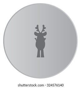 A Grey Icon Isolated on a Button with Grey Background - Reindeer