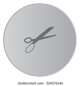 A Grey Icon Isolated on a Button with Grey Background - Scissors