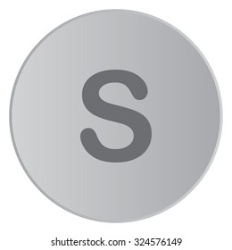 A Grey Icon Isolated on a Button with Grey Background - S