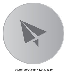 A Grey Icon Isolated on a Button with Grey Background - Paper Airplane