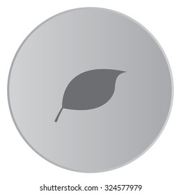 A Grey Icon Isolated on a Button with Grey Background - Leaf
