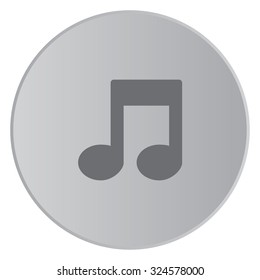 A Grey Icon Isolated on a Button with Grey Background - Musical Note