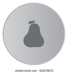 A Grey Icon Isolated on a Button with Grey Background - Pear