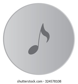 A Grey Icon Isolated on a Button with Grey Background - Musical Note