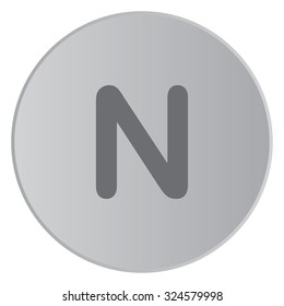 A Grey Icon Isolated on a Button with Grey Background - N