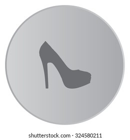 A Grey Icon Isolated on a Button with Grey Background - High Heels