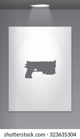 A Grey Icon Isolated on Gallery Wall - Pistol