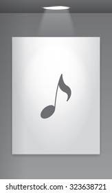 A Grey Icon Isolated on Gallery Wall - Musical Note