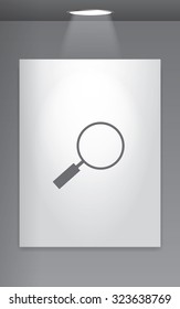 A Grey Icon Isolated on Gallery Wall - Magnifying Glass
