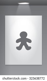 A Grey Icon Isolated on Gallery Wall - Gingerbread Man