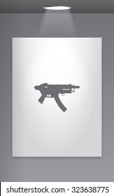 A Grey Icon Isolated on Gallery Wall - Machine Gun