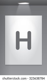 A Grey Icon Isolated on Gallery Wall - H