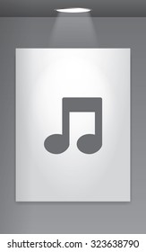 A Grey Icon Isolated on Gallery Wall - Musical Note