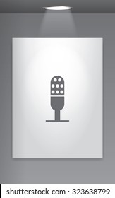 A Grey Icon Isolated on Gallery Wall - Microphone
