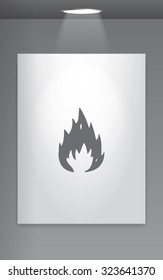 A Grey Icon Isolated on Gallery Wall - Fire