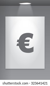 A Grey Icon Isolated on Gallery Wall - Euro