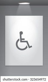 A Grey Icon Isolated on Gallery Wall - Wheelchair