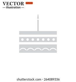 Grey icon on white background. birthday cake icon. Vector illustration, EPS 10