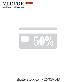 Grey icon on white background. Discount label, vector illustration, EPS 10