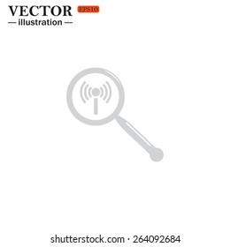 Grey icon on white background. Search wi-fi network , vector illustration, EPS 10