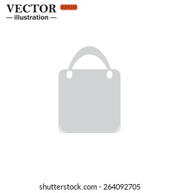 Grey icon on white background. Shopping basket, bag, vector illustration, EPS 10