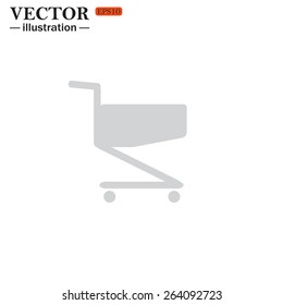 Grey icon on white background. Shoping basket , vector illustration, EPS 10