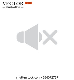 Grey icon on white background. Sound off , vector illustration, EPS 10