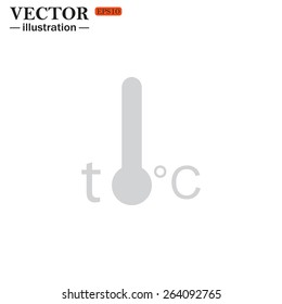 Grey icon on white background. Thermometer , vector illustration, EPS 10
