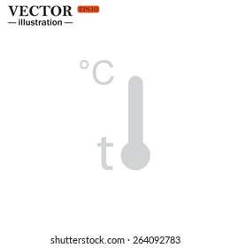 Grey icon on white background. Thermometer , vector illustration, EPS 10