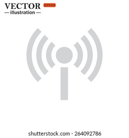 Grey icon on white background. The wireless network , vector illustration, EPS 10