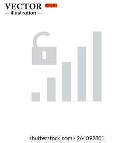 Grey icon on white background. signal strength indicator, open access , vector illustration, EPS 10