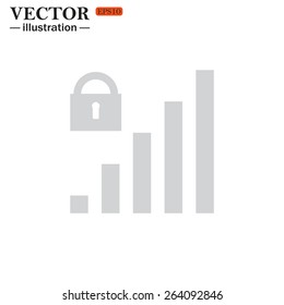 Grey icon on white background. signal strength indicator, closed access , vector illustration, EPS 10