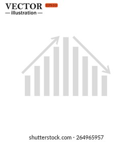 Grey icon on white background.  Icon chart with arrows, vector illustration, EPS 10